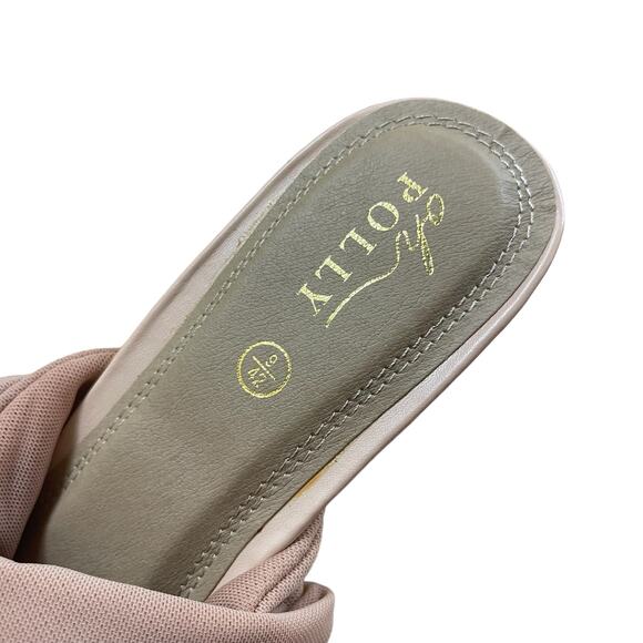 Oh Polly Heels Nude Step It Up Mules Sheer Mesh Women’s Size 42 / 9 - Picture 3 of 6